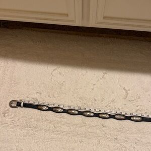 dark brown Leather Western Concho Belt with Silver Accents. 28 waist